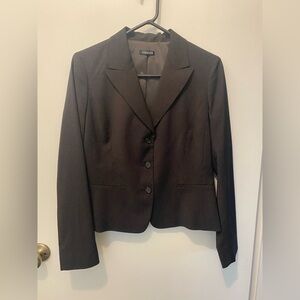 Tahari Women 12 Black Red Pinstripe Classic Career Blazer Jacket Vintage